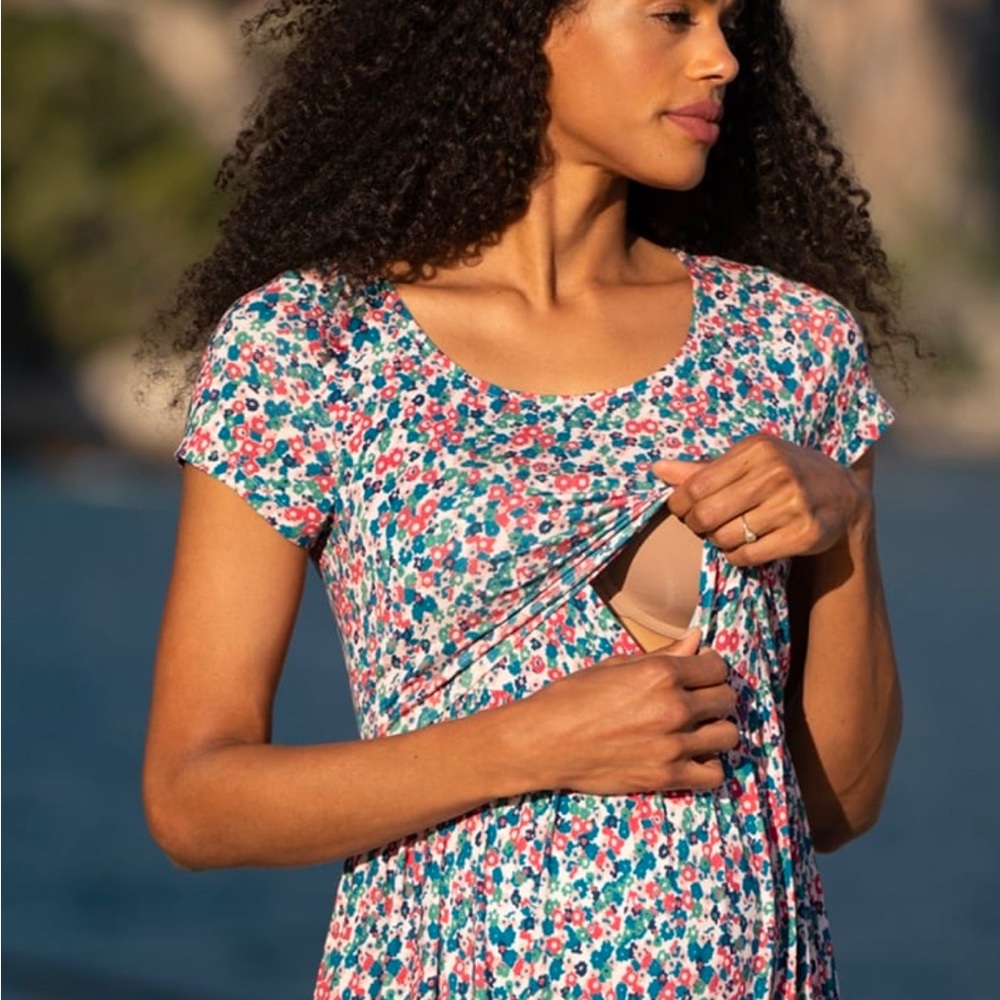Floral Jersey Maternity & Nursing Maxi Dress